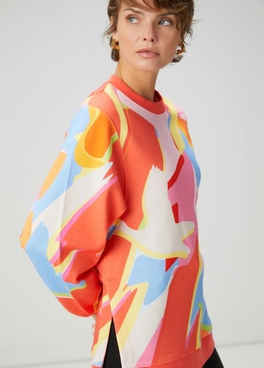  Beymen Club Kadın Çok Renkli Kuş Desenli Sweatshirt