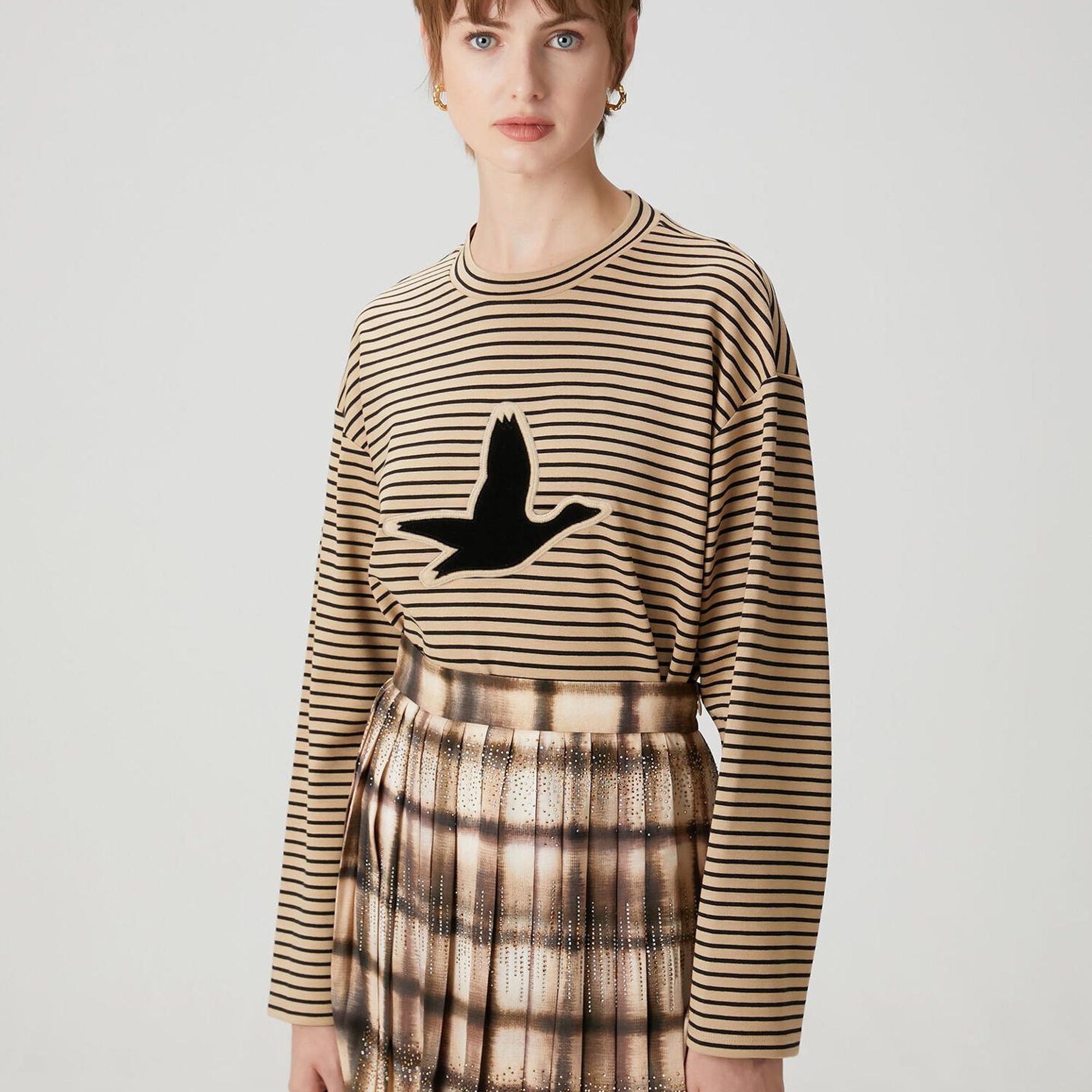 Beymen Club Kadın Deve Tüyü Çizgili Sweatshirt