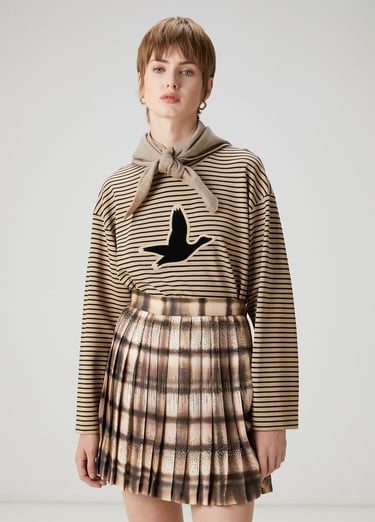  Beymen Club Kadın Deve Tüyü Çizgili Sweatshirt