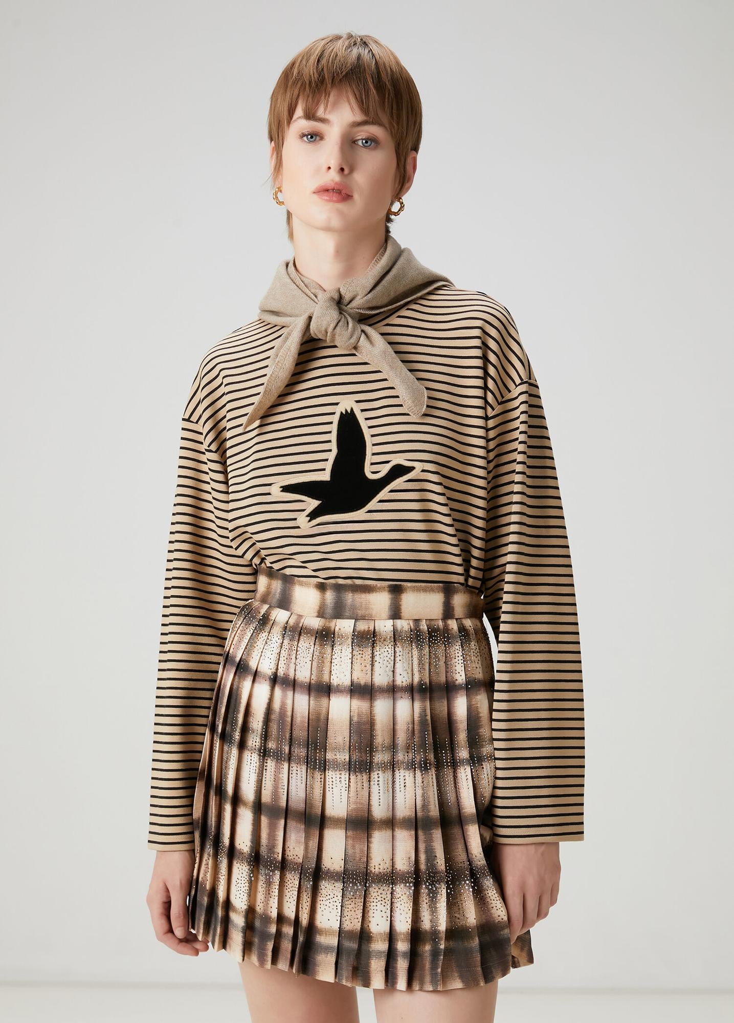  Beymen Club Kadın Deve Tüyü Çizgili Sweatshirt