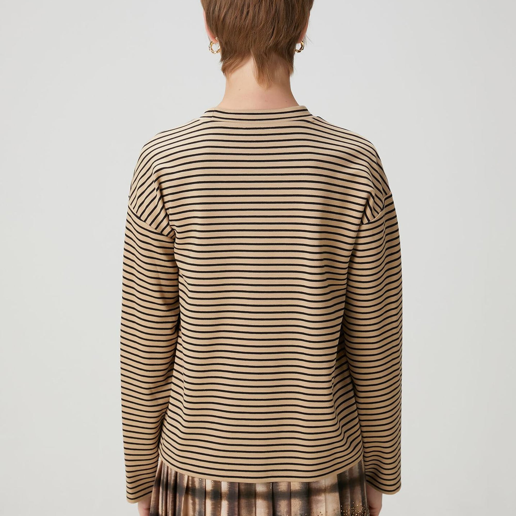 Beymen Club Kadın Deve Tüyü Çizgili Sweatshirt