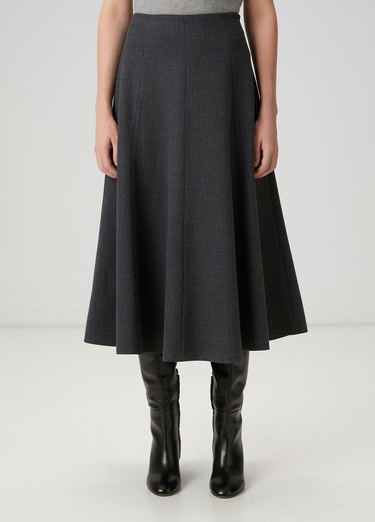  Beymen Club Kadın Koyu Gri Çizgili Midi Etek