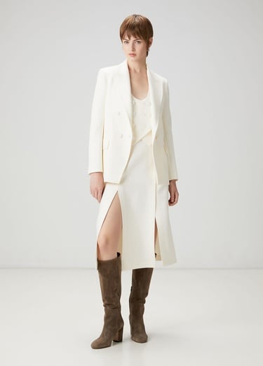  Beymen Club Kadın Ekru Çift Yırtmaçlı Midi Etek