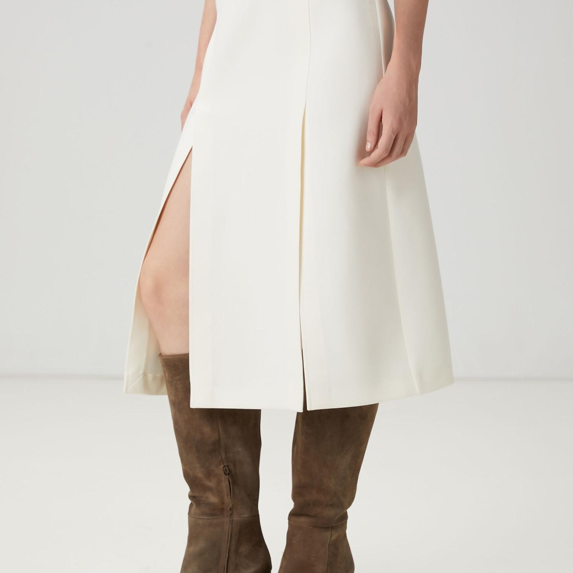 Beymen Club Kadın Ekru Çift Yırtmaçlı Midi Etek