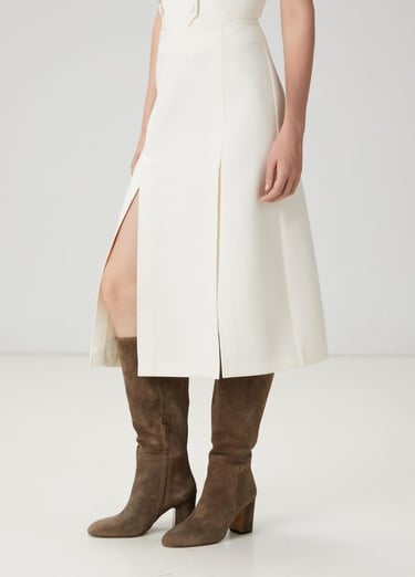  Beymen Club Kadın Ekru Çift Yırtmaçlı Midi Etek