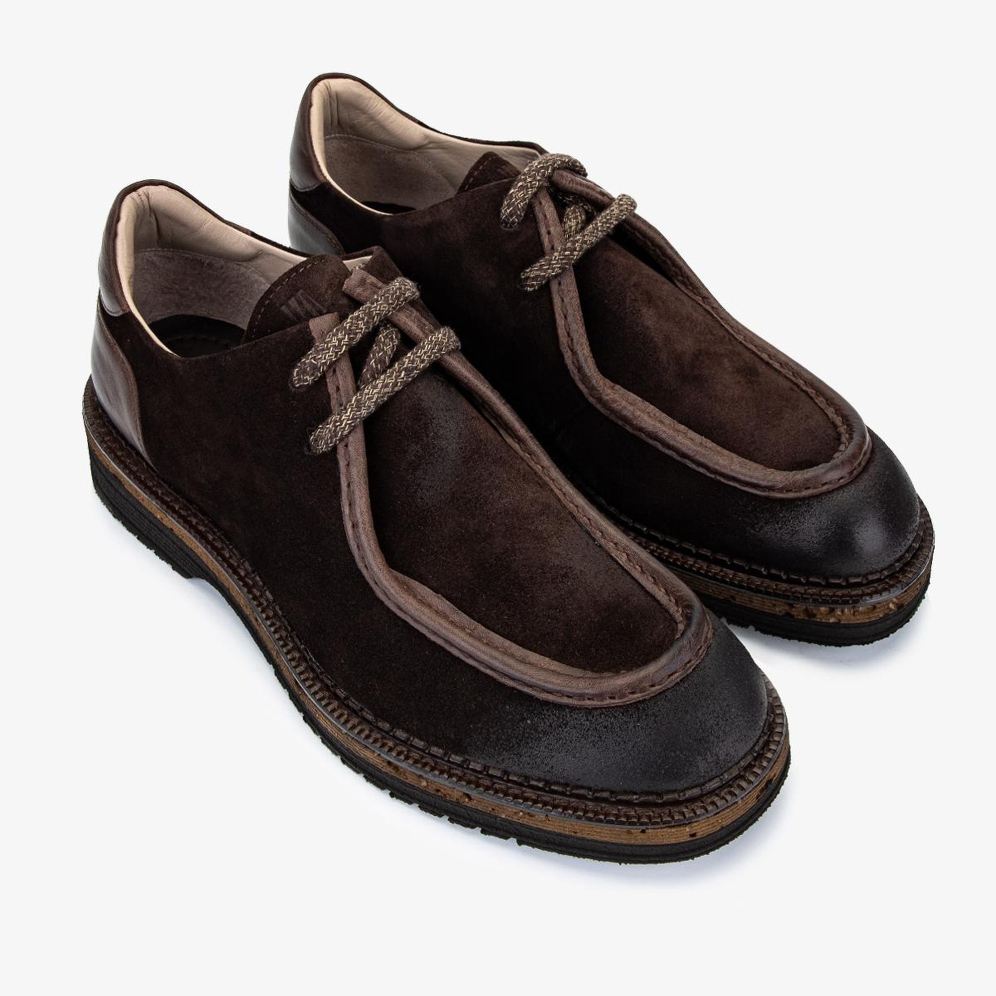 Valmenti Erkek Hakiki Deri Kahverengi Süet Casual Ayakkabı