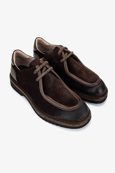  Valmenti Erkek Hakiki Deri Kahverengi Süet Casual Ayakkabı