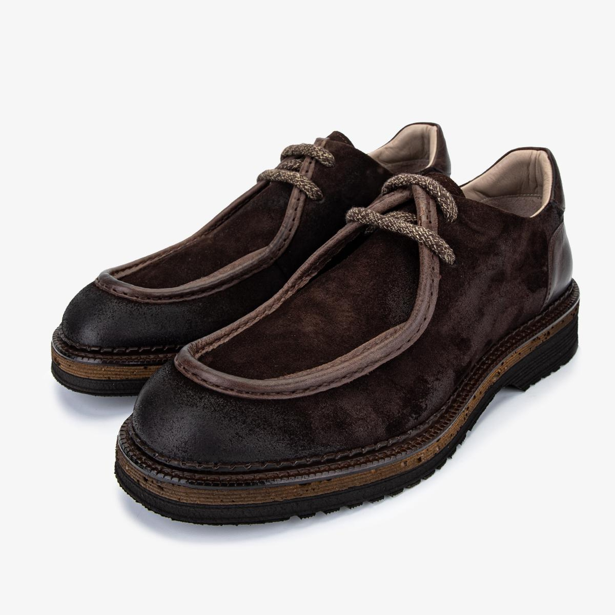 Valmenti Erkek Hakiki Deri Kahverengi Süet Casual Ayakkabı