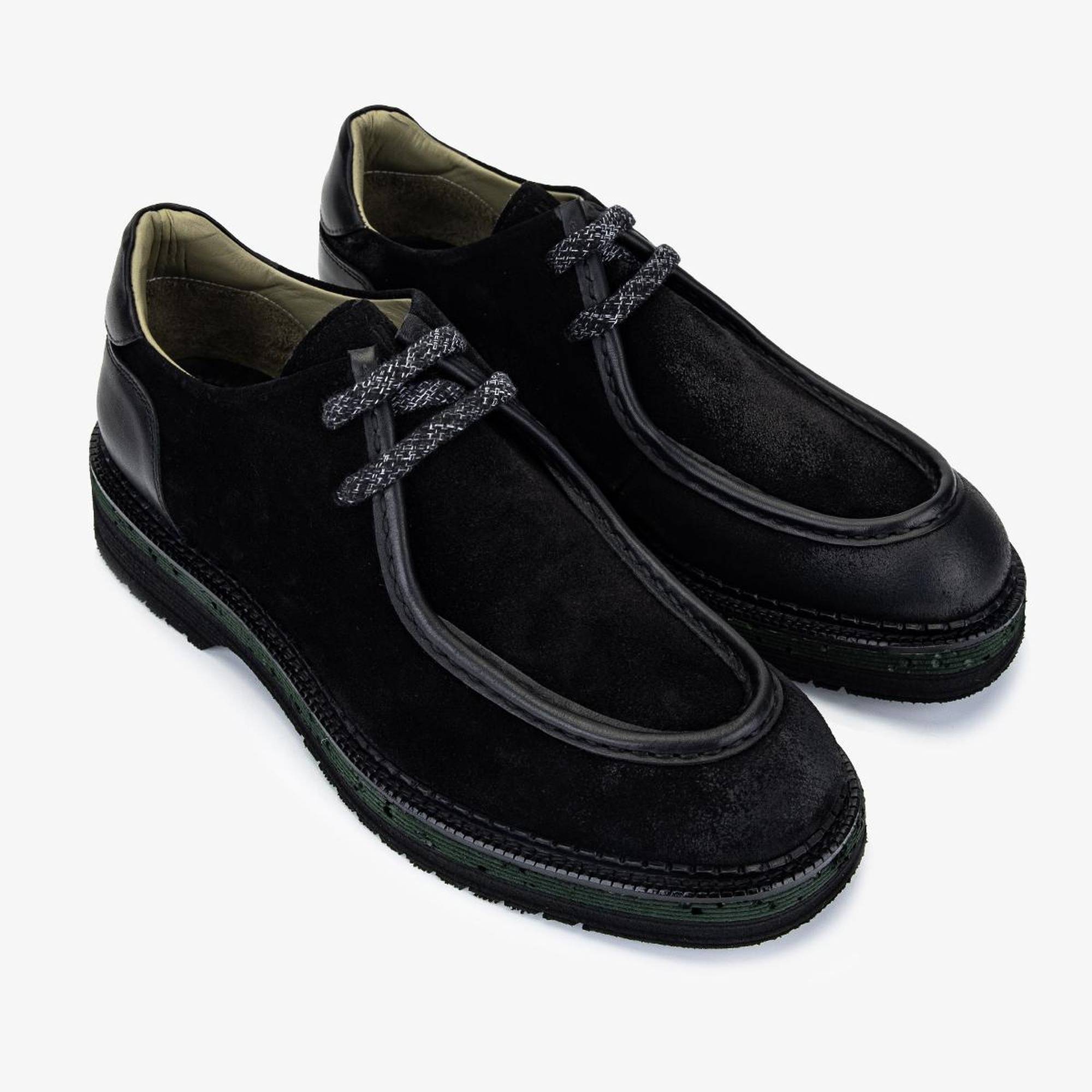 Valmenti Erkek Hakiki Deri Siyah Süet Casual Ayakkabı