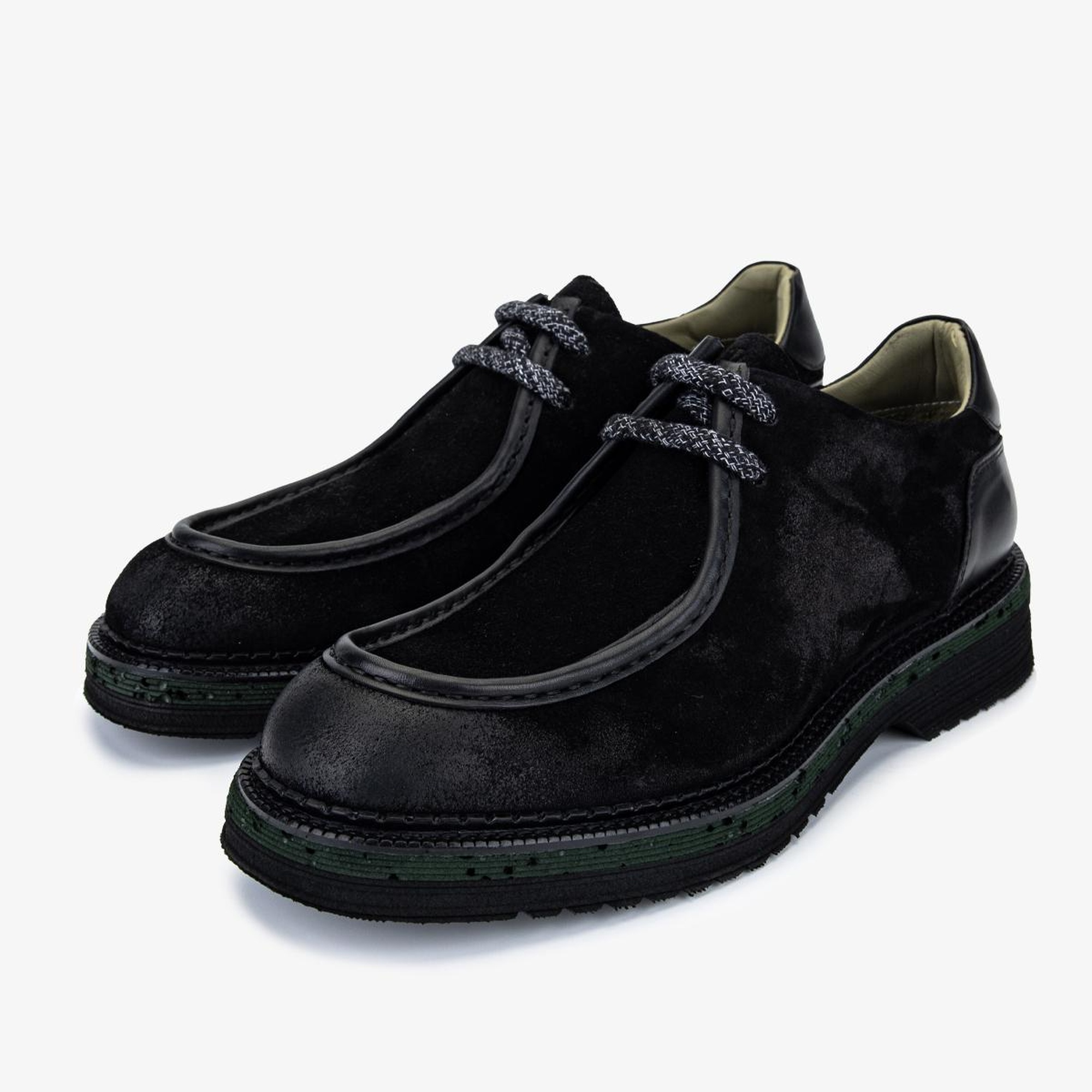 Valmenti Erkek Hakiki Deri Siyah Süet Casual Ayakkabı