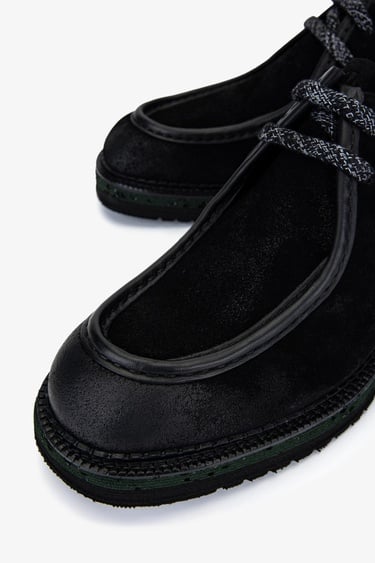  Valmenti Erkek Hakiki Deri Siyah Süet Casual Ayakkabı