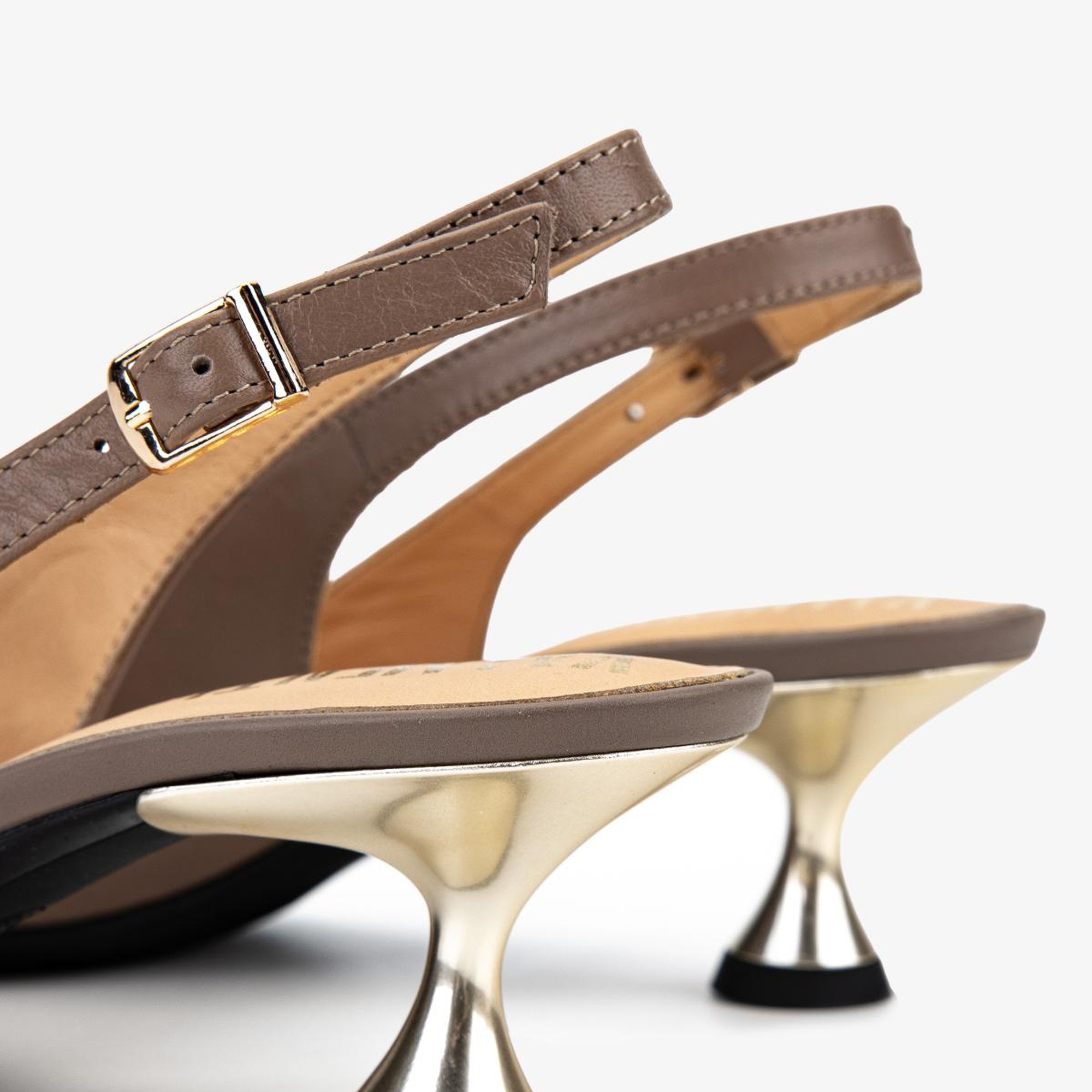 Valmenti Kadın Vizon Hakiki Deri Slingback  Ayakkabı