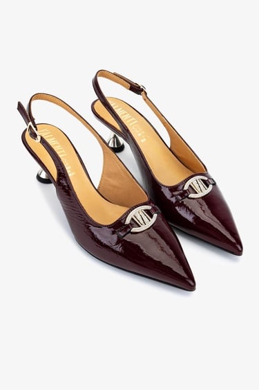  Valmenti Kadın Hakiki Deri Bordo Slingback  Ayakkabı