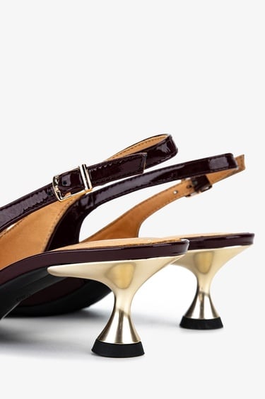  Valmenti Kadın Hakiki Deri Bordo Slingback  Ayakkabı