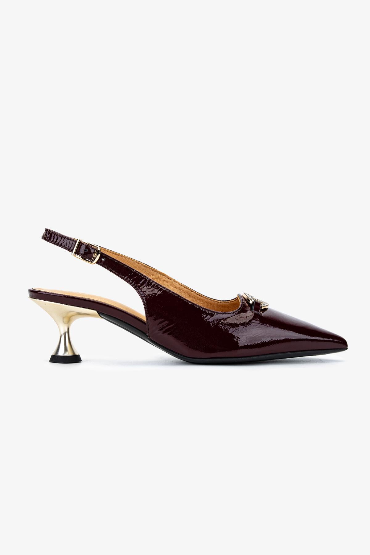  Valmenti Kadın Hakiki Deri Bordo Slingback  Ayakkabı