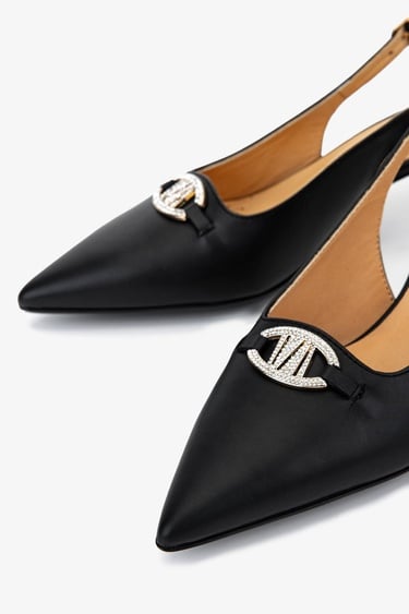  Valmenti Kadın Hakiki Deri Siyah Slingback Ayakkabı