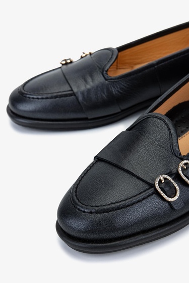  Valmenti Kadın Hakiki Deri Antrasit Loafer Ayakkabı