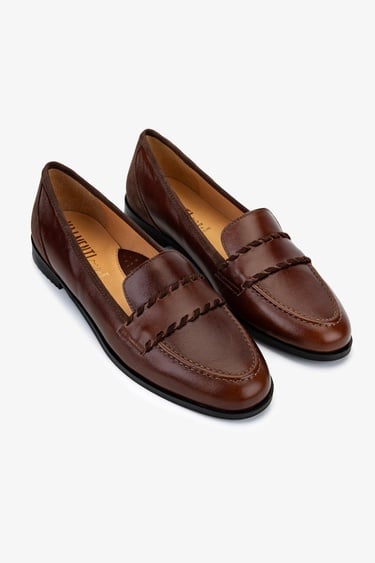  Valmenti Kadın Kiremit Hakiki Deri Loafer Ayakkabı