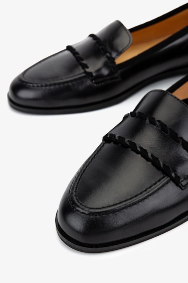  Valmenti Kadın Hakiki Deri Siyah Loafer Ayakkabı