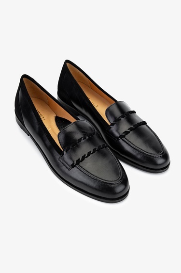  Valmenti Kadın Hakiki Deri Siyah Loafer Ayakkabı