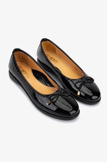  Valmenti Kadın Hakiki Deri Siyah Rugan Casual Ayakkabı