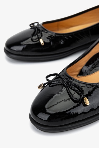  Valmenti Kadın Hakiki Deri Siyah Rugan Casual Ayakkabı