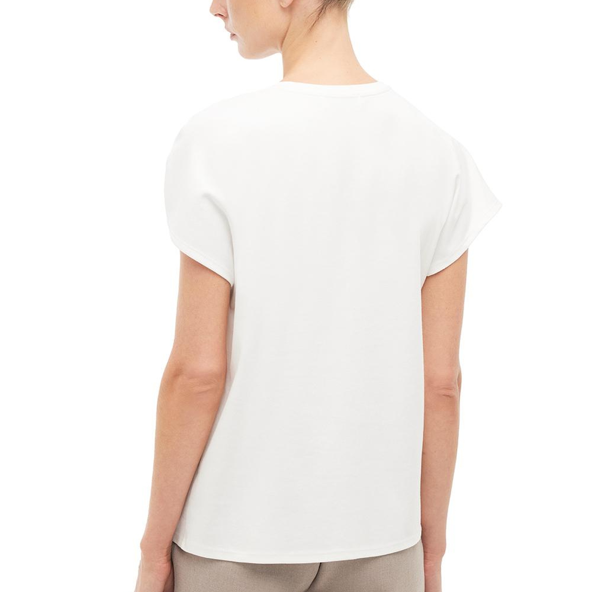 %100 Pamuk Ekru Omuz Detay Tişört