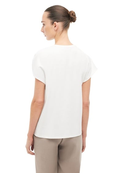  %100 Pamuk Ekru Omuz Detay Tişört