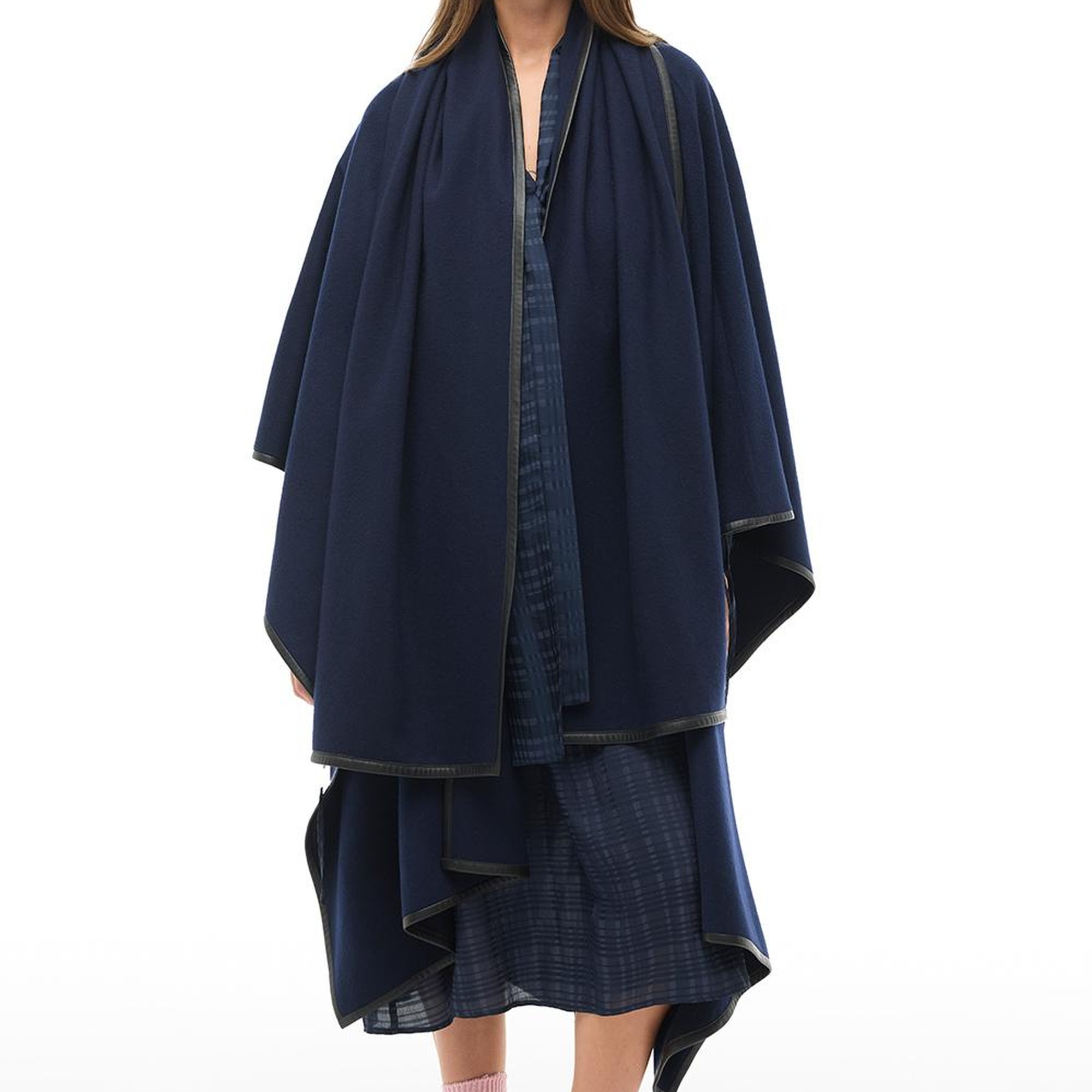 Lacivert Midi Boy Çiçek Desenli Panço