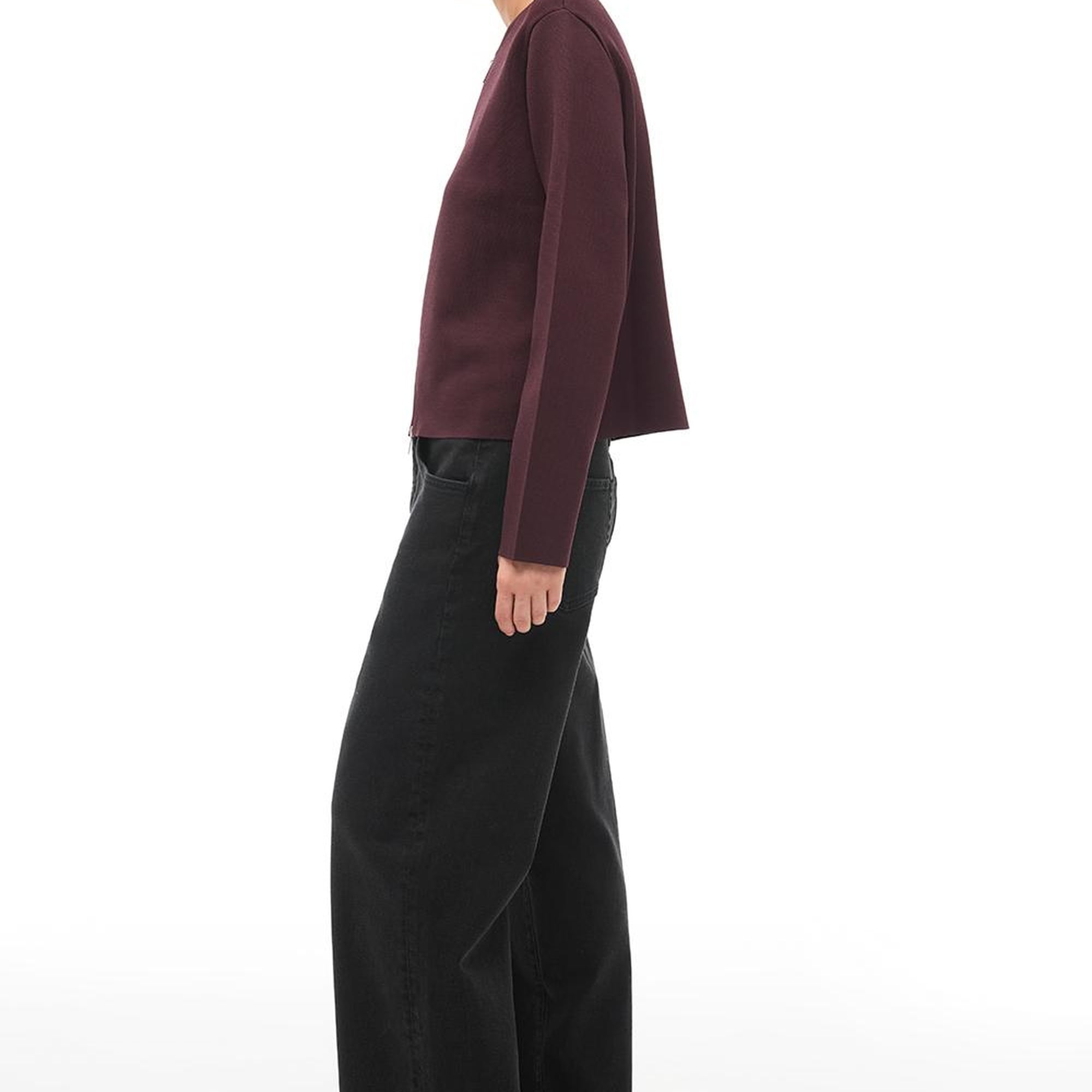 Bordo Bisiklet Yaka Triko Ceket