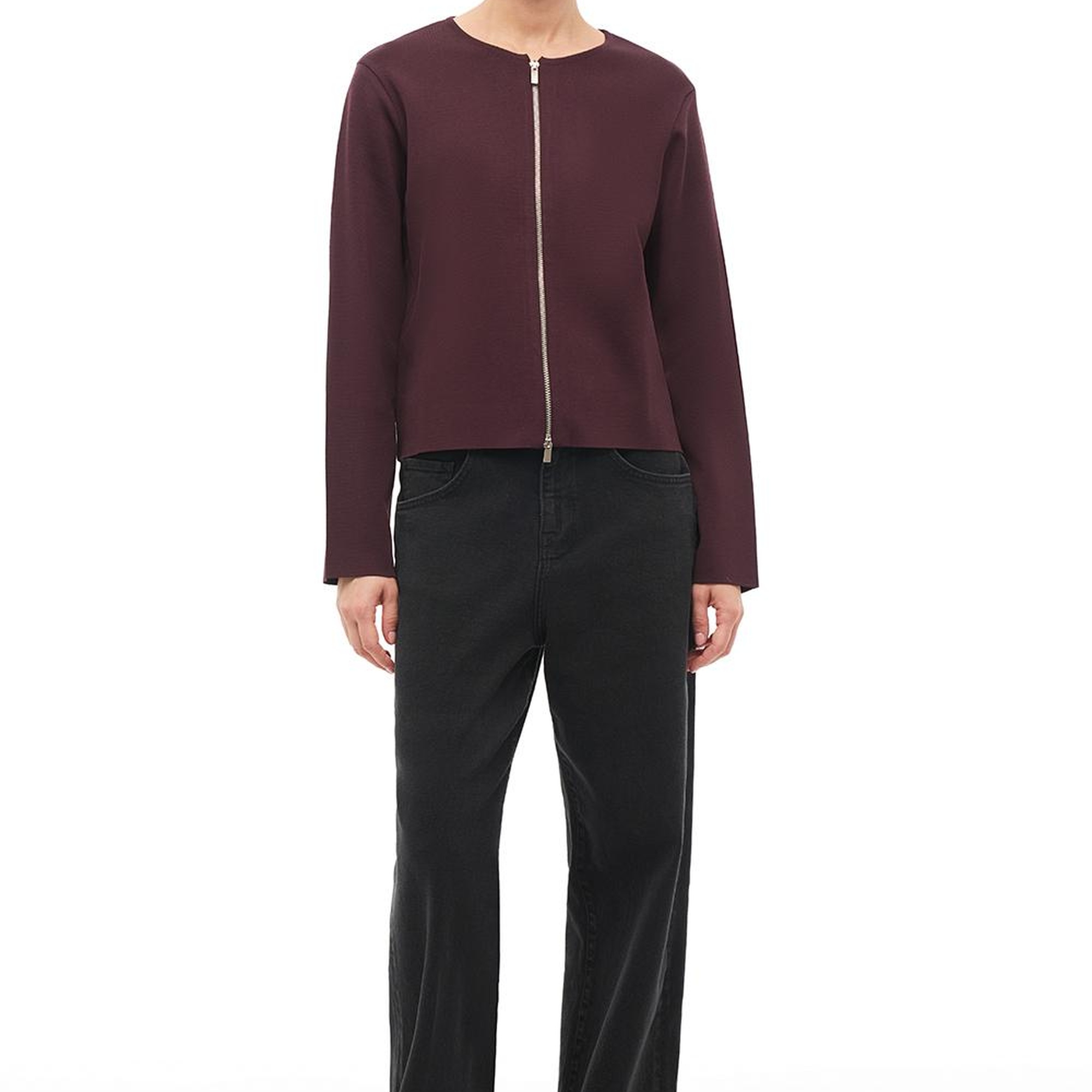 Bordo Bisiklet Yaka Triko Ceket