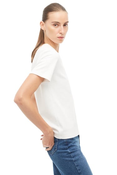  %100 Pamuk Ekru Tişört