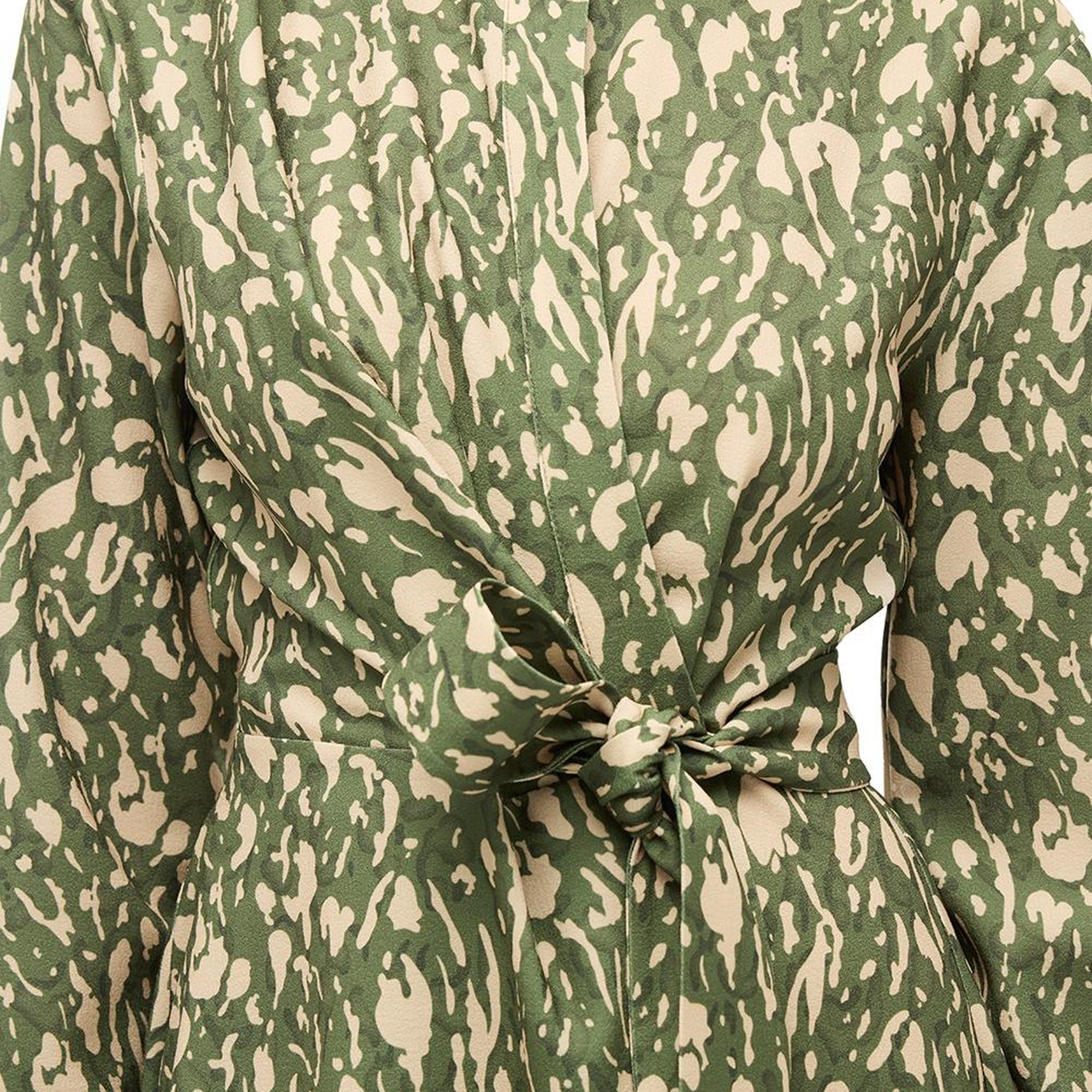 Çok Renkli Gömlek Yaka Leopar Kısa Elbise