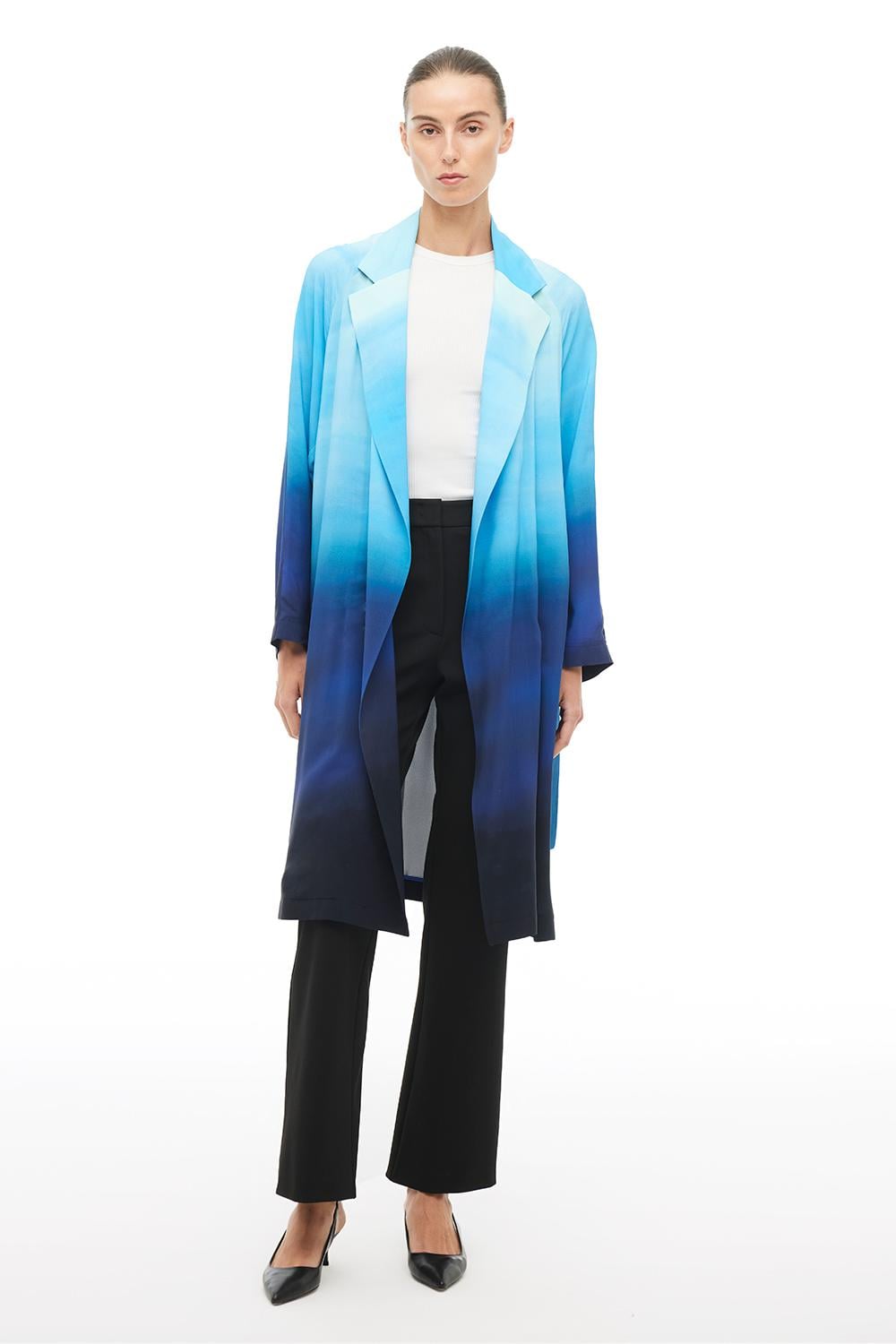  Çok Renkli Degrade Diz Altı Elbise