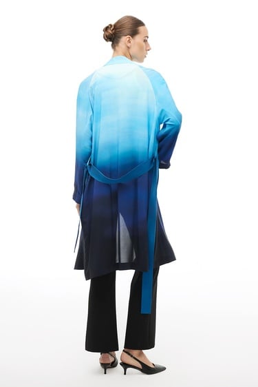  Çok Renkli Degrade Diz Altı Elbise