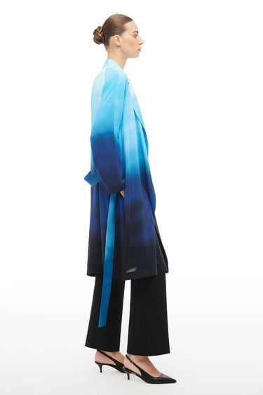  Çok Renkli Degrade Diz Altı Elbise