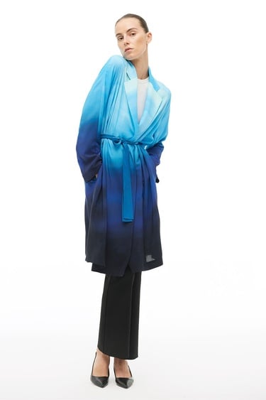  Çok Renkli Degrade Diz Altı Elbise