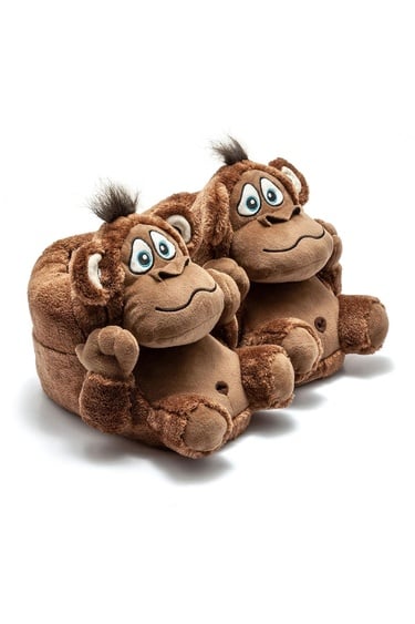  Monkey Unisex Hayvanlı Panduf Kahverengi 36/43