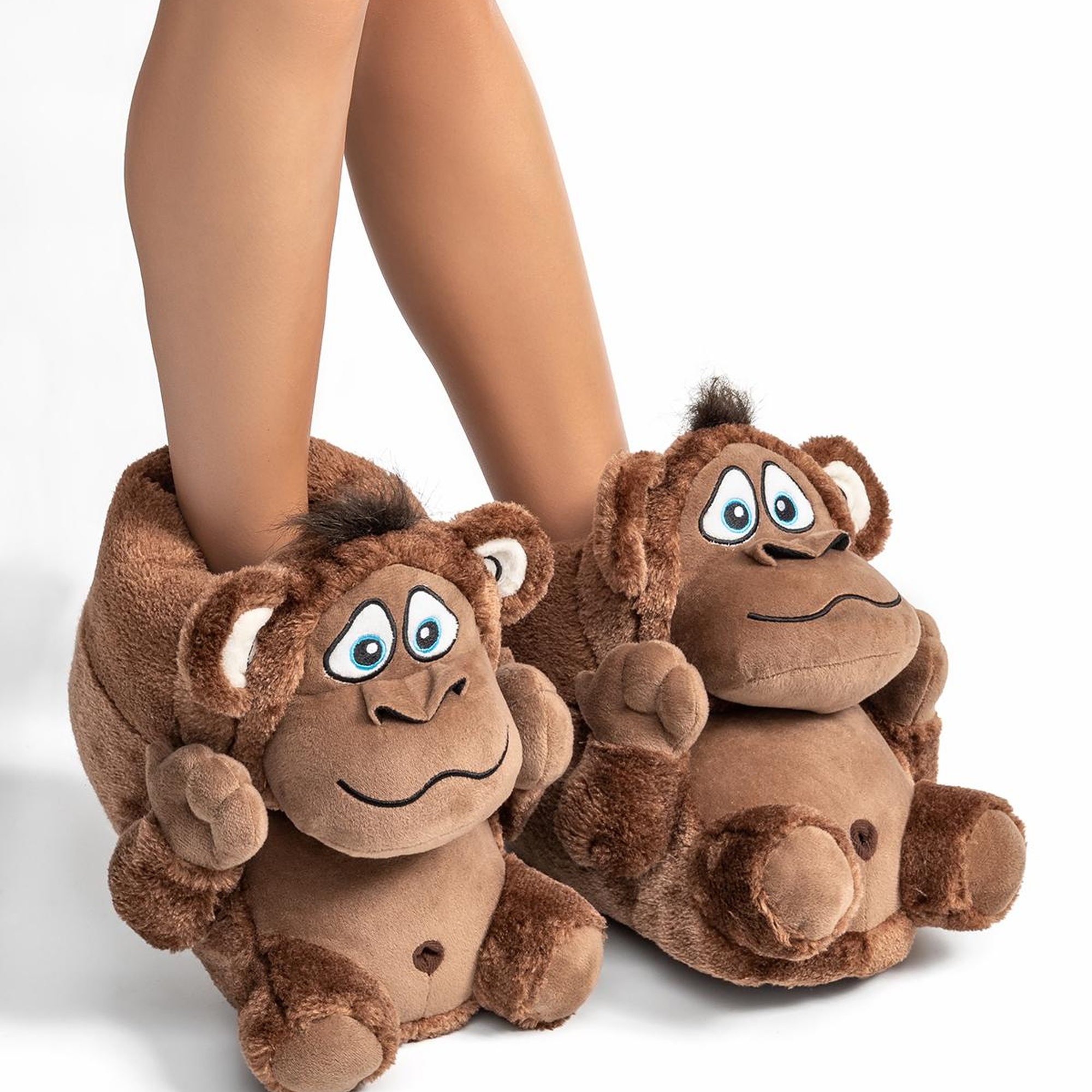 Monkey Unisex Hayvanlı Panduf Kahverengi 36/43