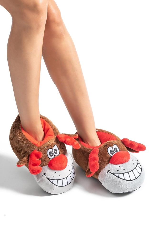  Happy Unisex Hayvanlı Panduf Kahverengi 36/43