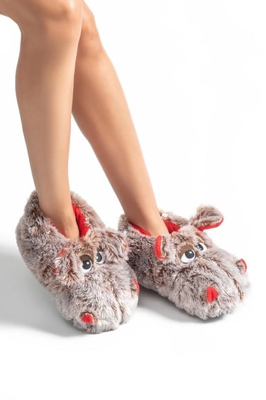  Carmen Unisex Hayvanlı Panduf Gri 36/43