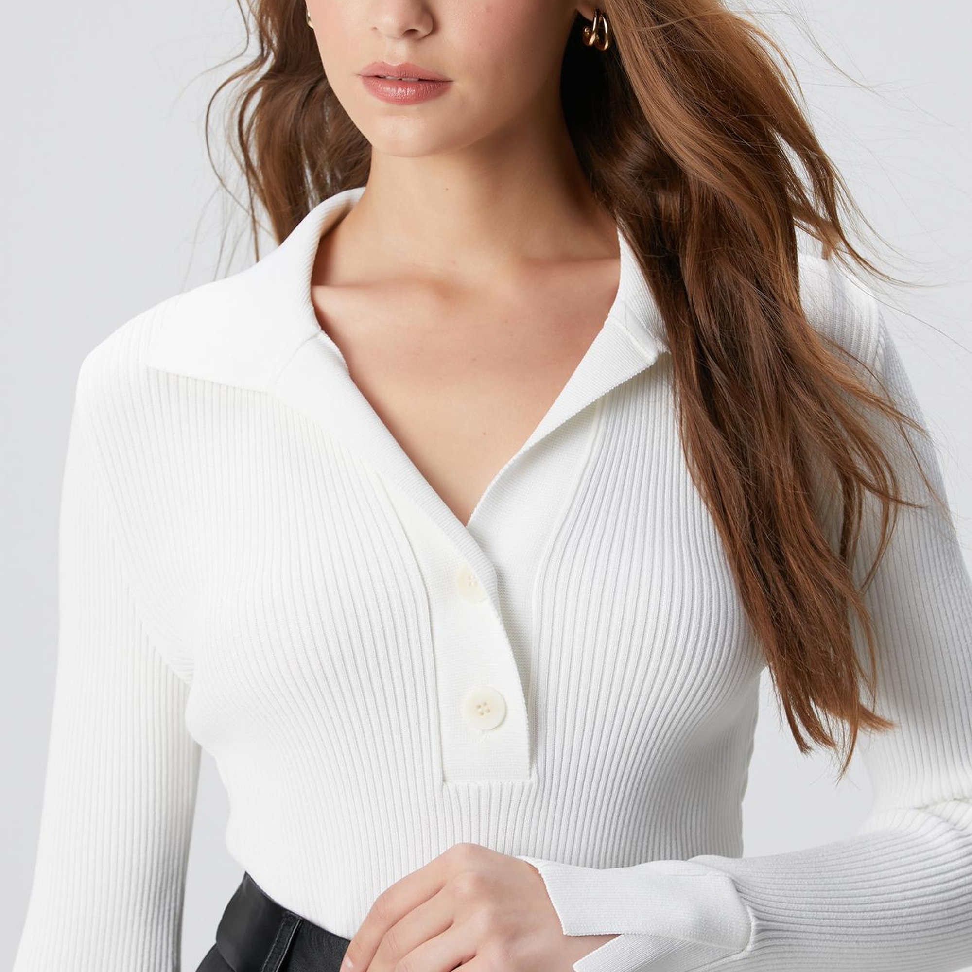 Network Kadın Kırık Beyaz Düğme Detaylı Triko Kazak
