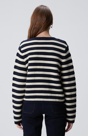  Network Kadın Lacivert Kırık Beyaz Triko Ceket