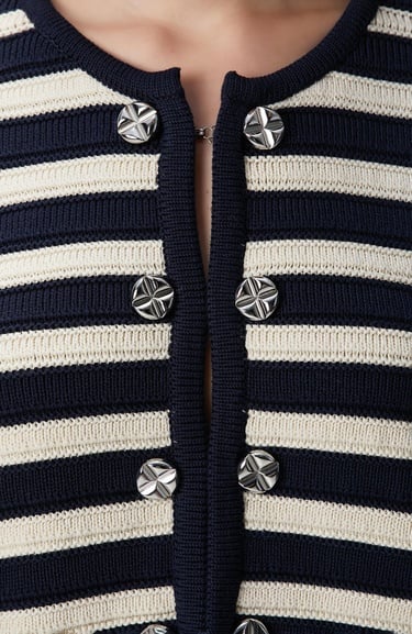  Network Kadın Lacivert Kırık Beyaz Triko Ceket