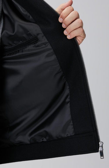  Network Erkek Siyah Yün Karışımlı Mont