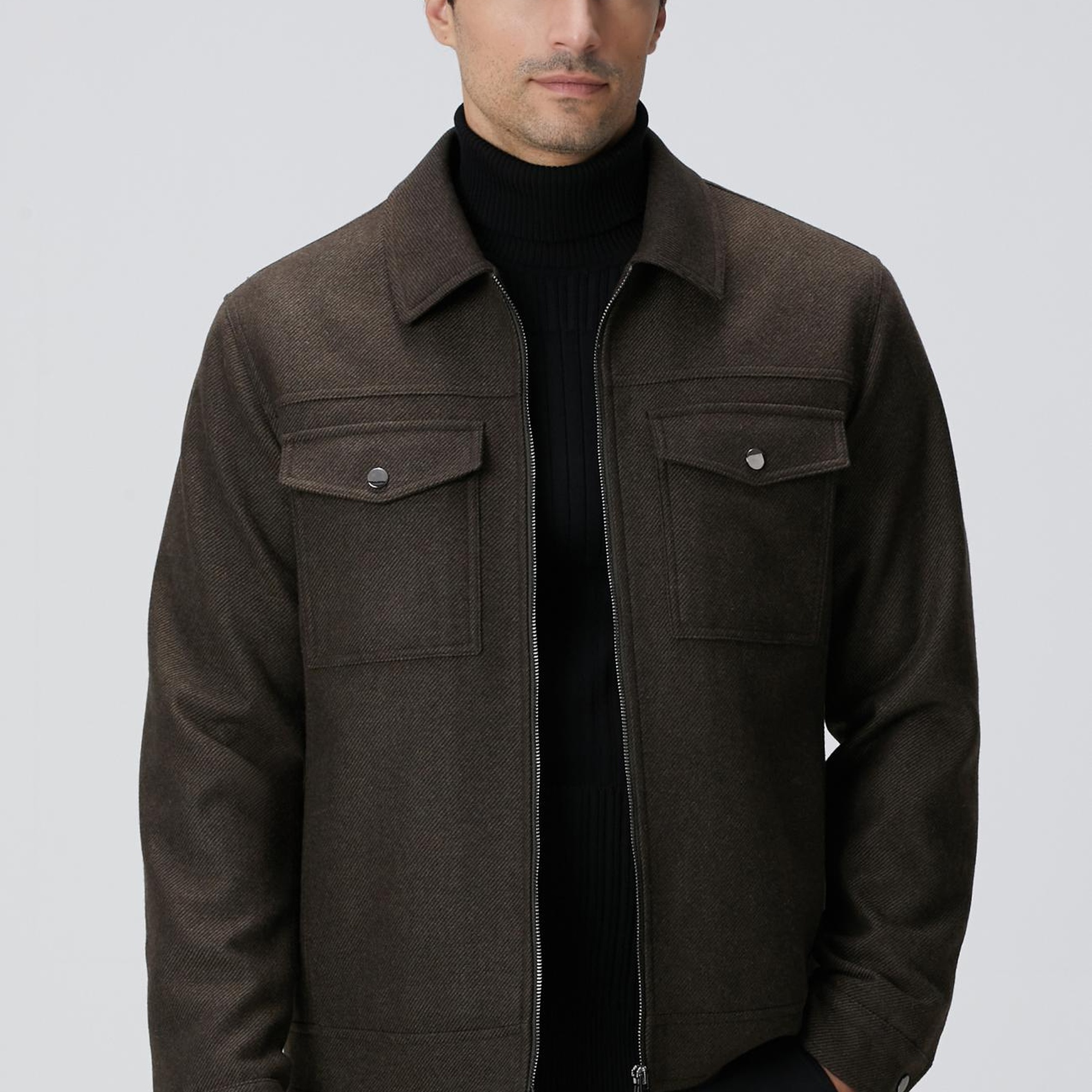 Network Erkek Haki Yün Karışımlı Mont