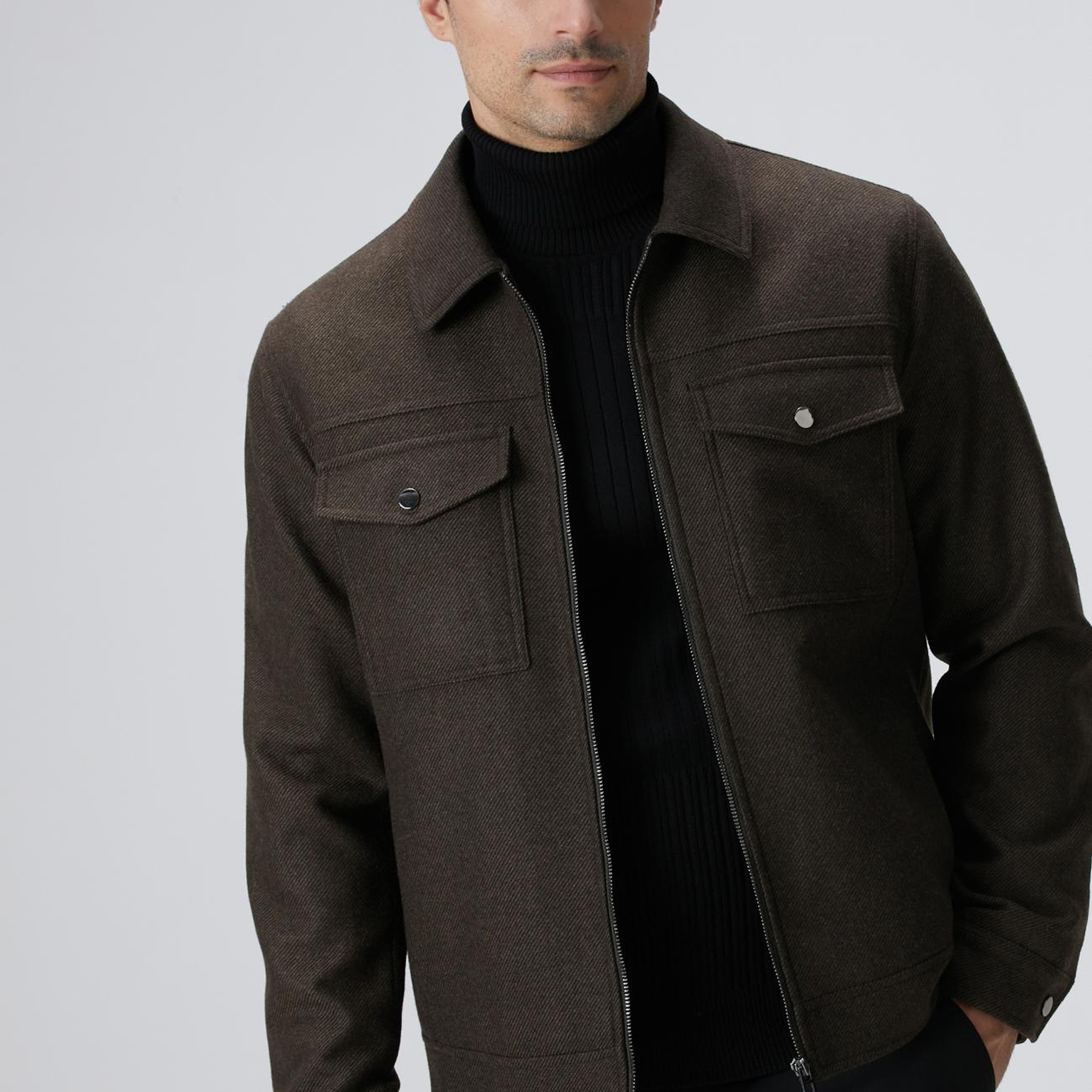 Network Erkek Haki Yün Karışımlı Mont