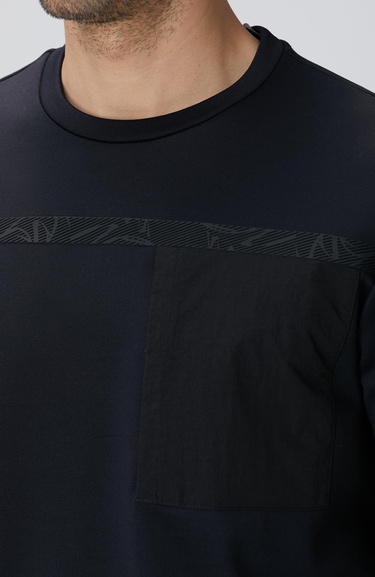  Network Erkek Siyah Baskılı Sweatshirt