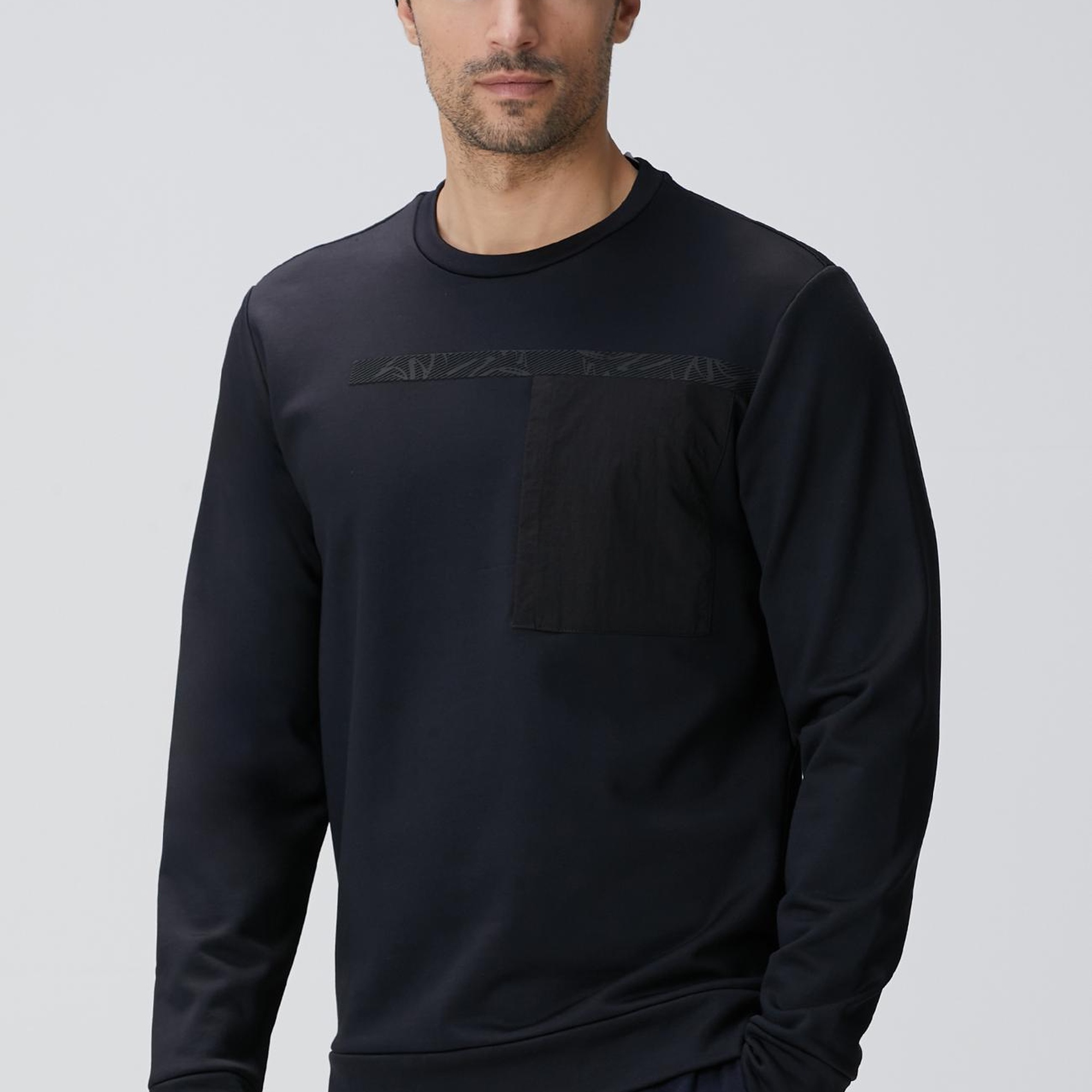 Network Erkek Siyah Baskılı Sweatshirt