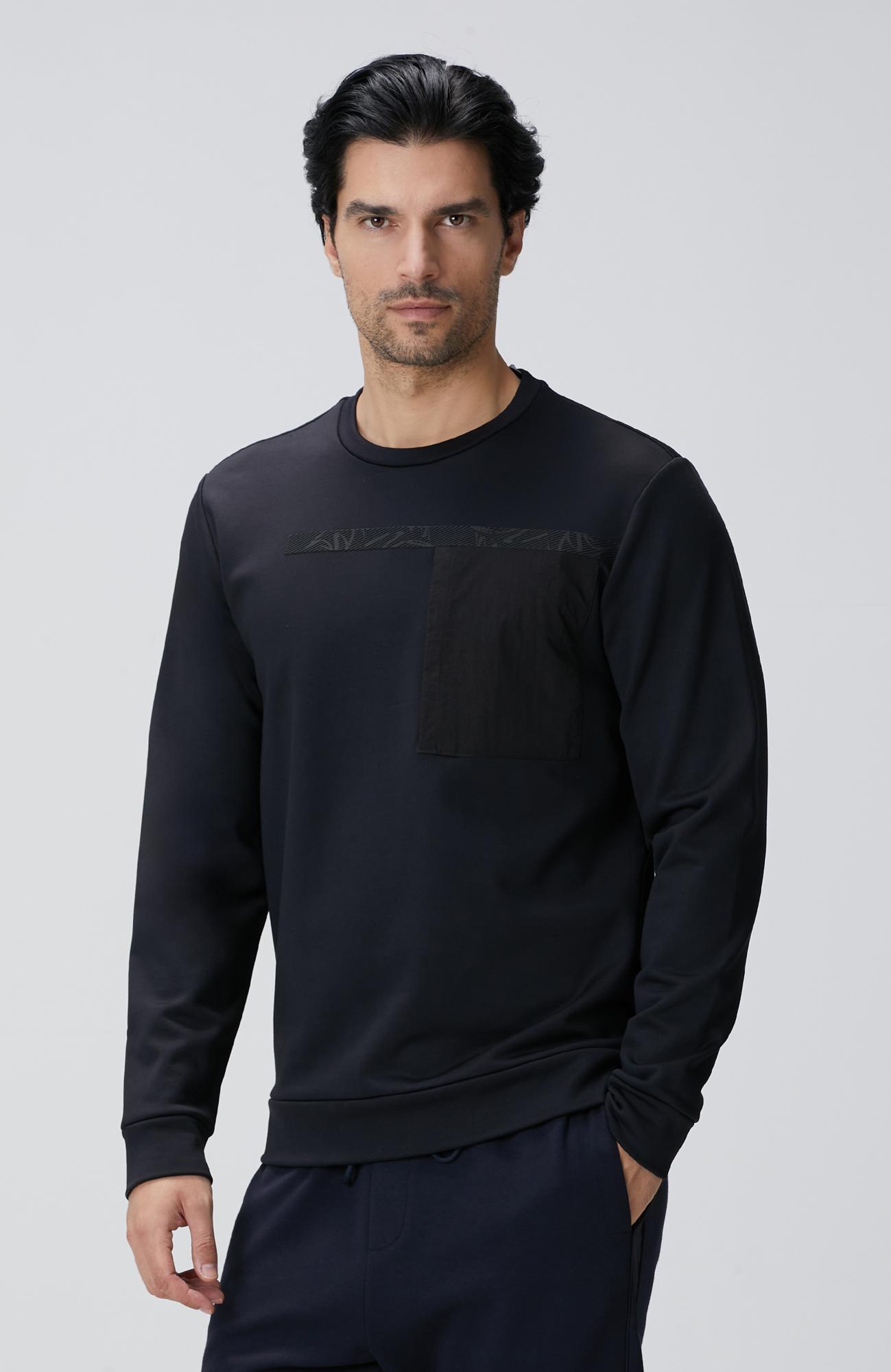  Network Erkek Siyah Baskılı Sweatshirt